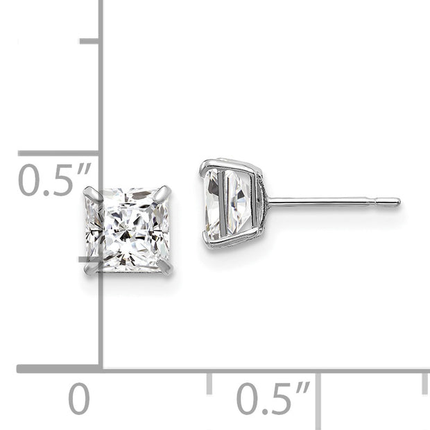 14k White Gold 5mm Square CZ Post Earrings