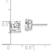 14k White Gold 6mm Square CZ Post Earrings