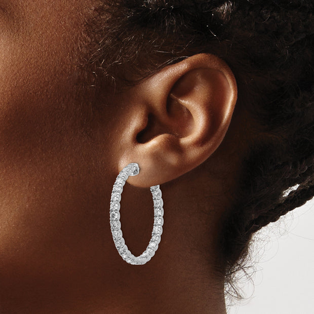 14kw TRUE ORIGIN Lab Grown VS DEF Diamond Hoop with Safety Clasp