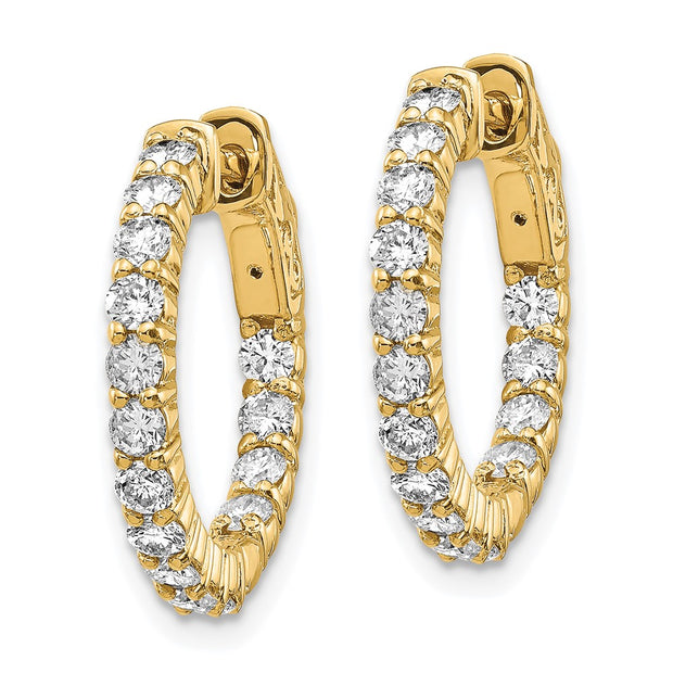 14ky Lab Grown Diamond VS/SI FGH Round Hoop w/Safety Clasp Earrings