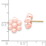 14k 3-4mm Pink Egg Freshwater Cultured Pearl Flower Earrings