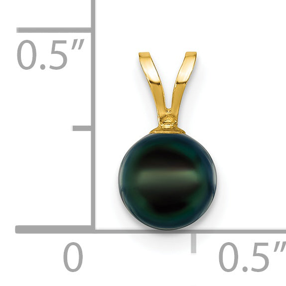 14k Gold 6-7mm Black Saltwater Akoya Cultured Pearl Pendant