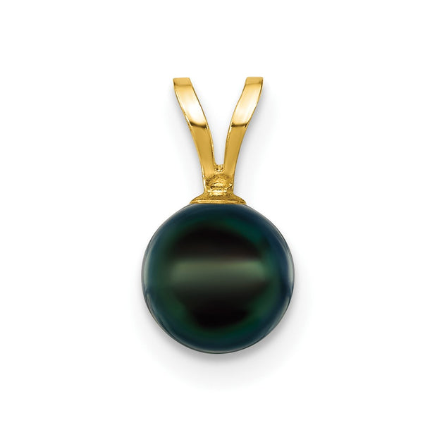 14k Gold 6-7mm Black Saltwater Akoya Cultured Pearl Pendant