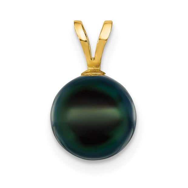 14k Gold 8-9mm Black Saltwater Akoya Cultured Pearl Pendant