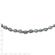 14K White Gold 7x11 Baroque Black FWC Pearl Necklace