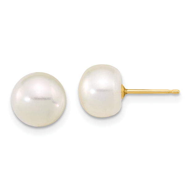 14K 8-9mm Near Rnd FWC Pearl Earring w/1in ext Bracelet w/2in Necklace Set