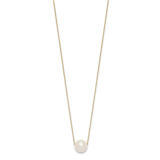14K 10-11mm Round White FWC Pearl Rope Necklace