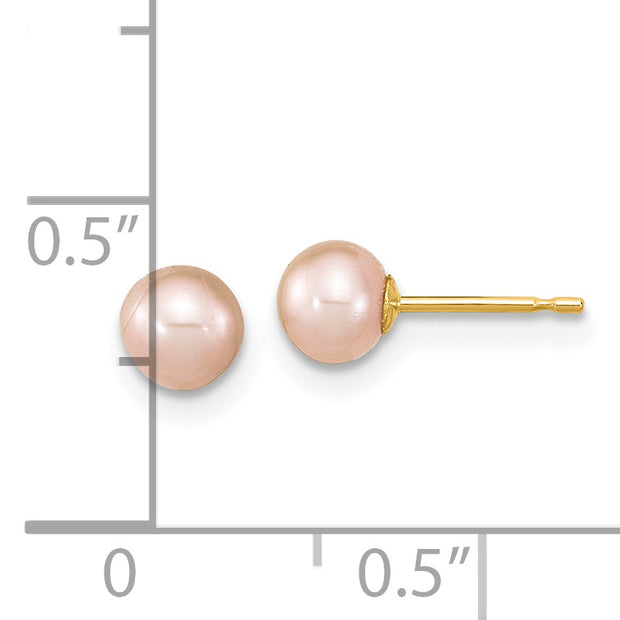 14K Madi K 4-5mm Rd Pink FWC Pearl Earring and Pendant Set