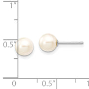 14K White Gold 6-7mm Round White Saltwater Akoya Cultured Pearl Earrings