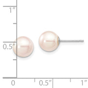 14K White Gold 7-8mm Round White Saltwater Akoya Cultured Pearl Earrings
