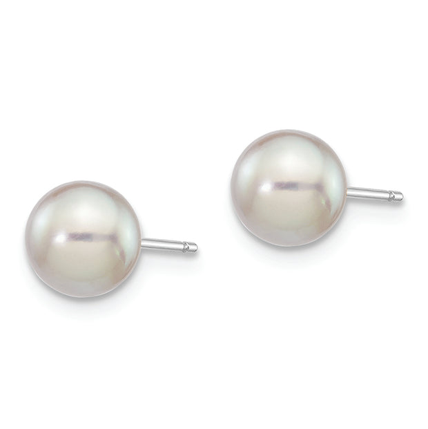 14K White Gold 6-7mm Round Grey Saltwater Akoya Cultured Pearl Earrings