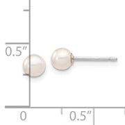 14K White Gold 4-5mm Round White Saltwater Akoya Cultured Pearl Earrings