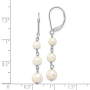 14KW 4-6mm Near Round White Freshwater Cultured Pearl Dangle Earrings
