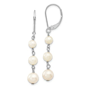 14KW 4-6mm Near Round White Freshwater Cultured Pearl Dangle Earrings