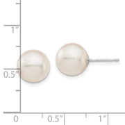 14K White Gold 9-10mm Round White Saltwater Akoya Cultured Pearl Earrings