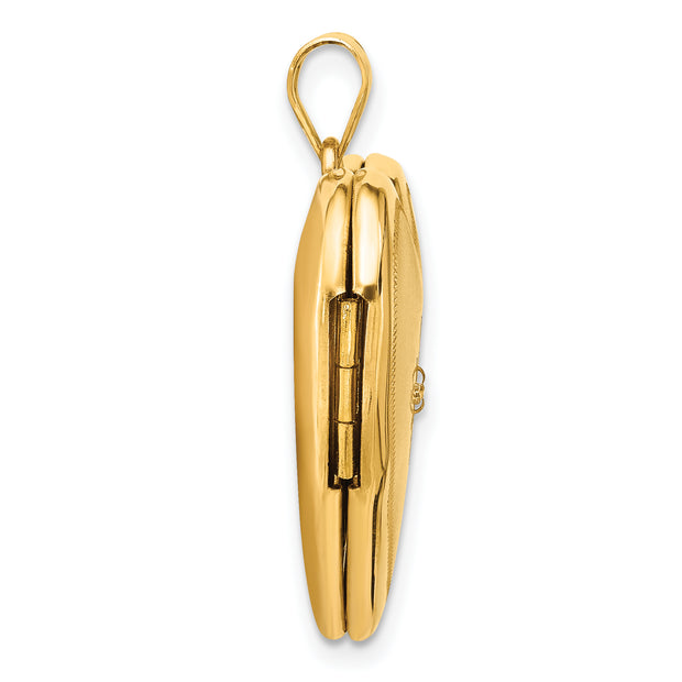 14K 24mm Satin and Polished Diamond Heart Locket