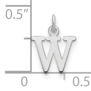 Sterling Silver Rhodium-plated Letter W Initial Charm