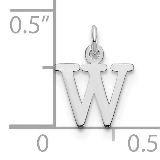 Sterling Silver Rhodium-plated Letter W Initial Charm
