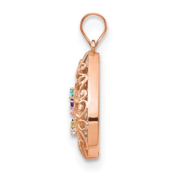 14K rose Gold 5 Birthstone Tree of Life Tear Drop Pendant