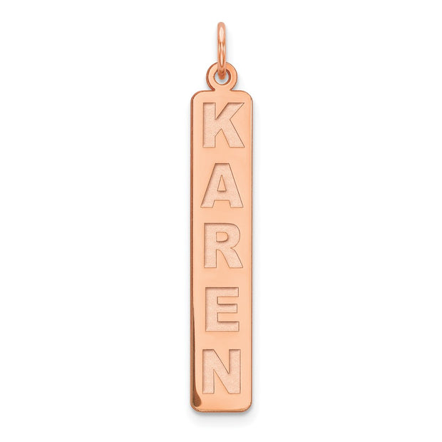 14k Rose Gold Large  Arial Black New Font  Bar Charm