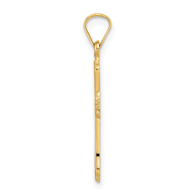 14k Polished Solid Fancy Design Cross Pendant