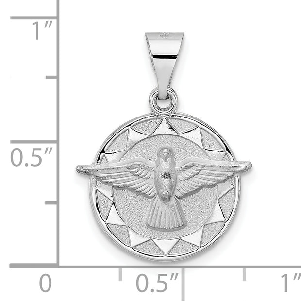 14k White Gold Polished and Satin Hollow Holy Spirit Pendant