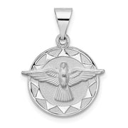 14k White Gold Polished and Satin Hollow Holy Spirit Pendant