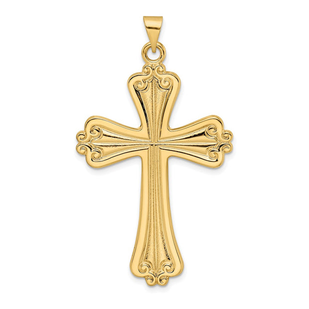 14k Polished Solid Fancy Cross Pendant