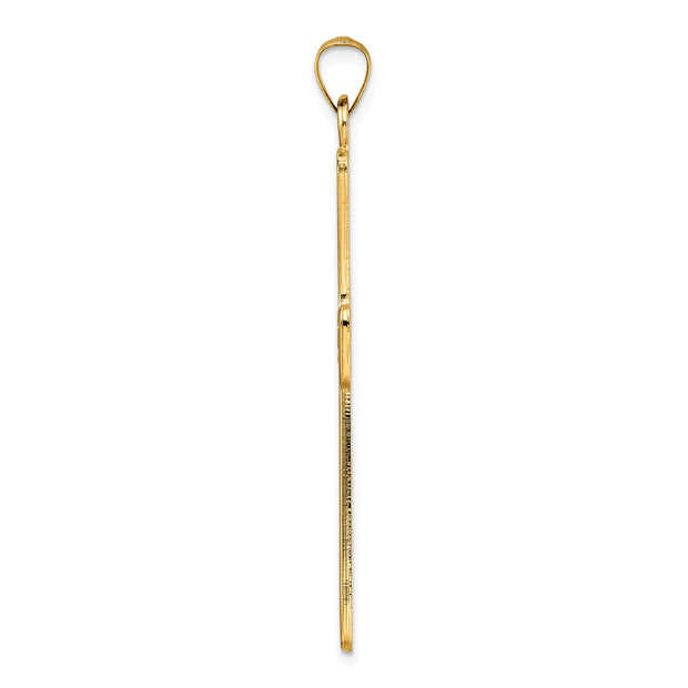 14k Polished Center Flower Solid Cross Pendant