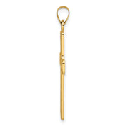 14k Polished Solid Floral Center Cross Pendant