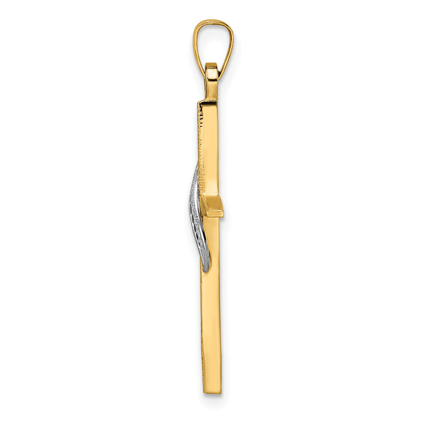 14k Two-tone Solid Methodist Cross Pendant
