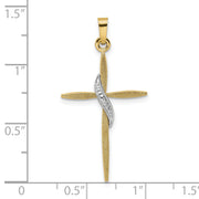 14k Two-tone Solid Methodist Cross Pendant