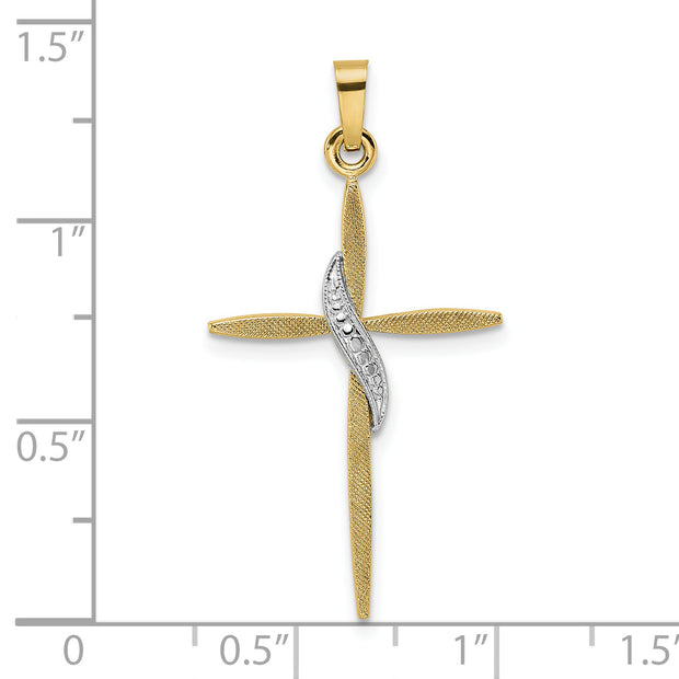 14k Two-tone Solid Methodist Cross Pendant