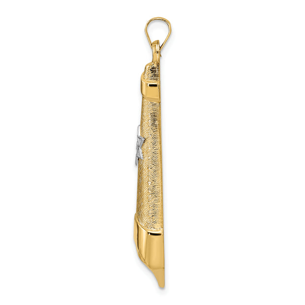 14k Two-tone Polished Hollow Scroll Pendant