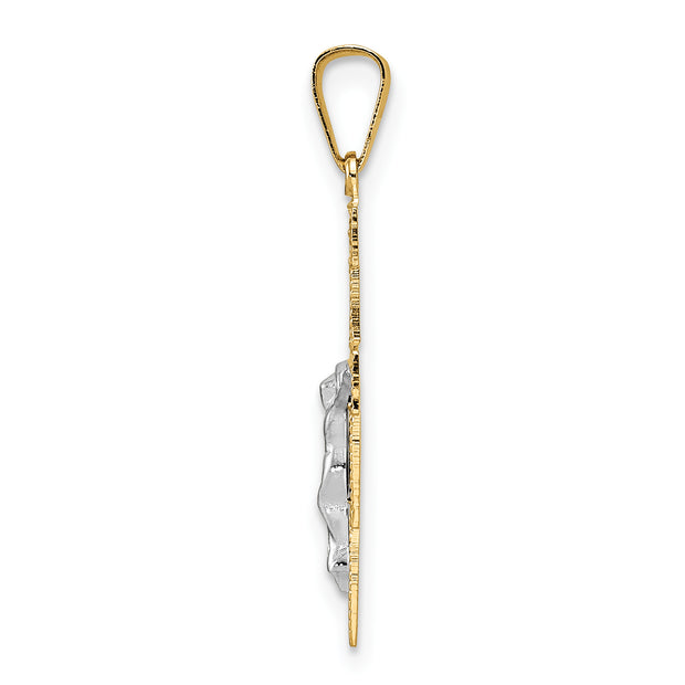 14k Two-tone Solid Crucifix Pendant