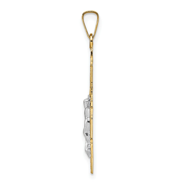 14k Two-tone Solid Crucifix Pendant