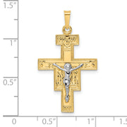 14k Two-tone Solid Crucifix Pendant