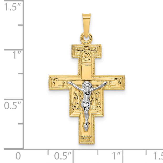 14k Two-tone Solid Crucifix Pendant