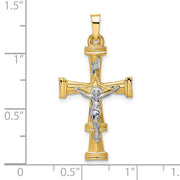 14k Two-tone Polished Solid INRI Crucifix Pendant