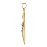 14k Two-tone Polished Hollow INRI Crucifix Cross Pendant