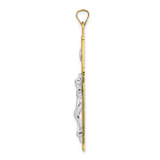 14k Two-tone Polished Solid INRI Curcifix Cross Pendant