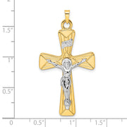 14k Two-tone Polished Solid INRI Curcifix Cross Pendant