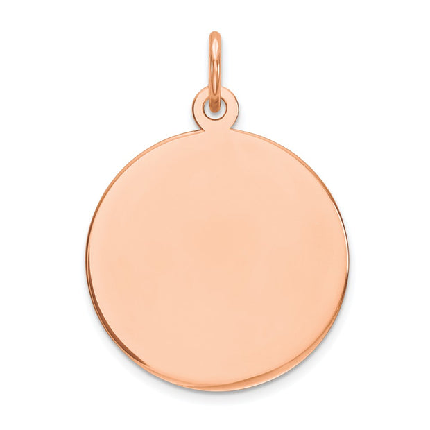14K Rose Gold Round Disc Charm
