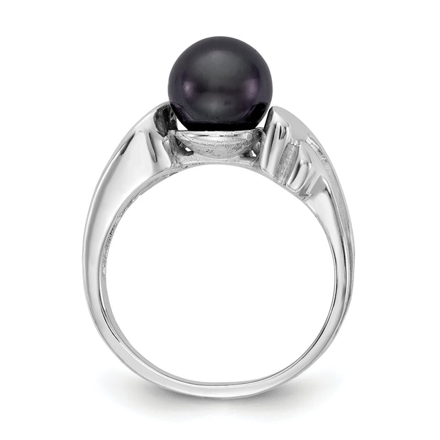 14k White Gold 7mm Black FW Cultured Pearl ring