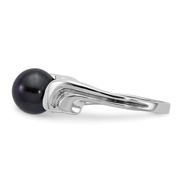 14k White Gold 7mm Black FW Cultured Pearl ring
