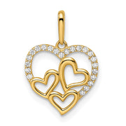14k CZ Hearts Pendant