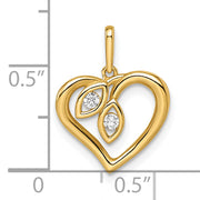 14k CZ Heart Pendant