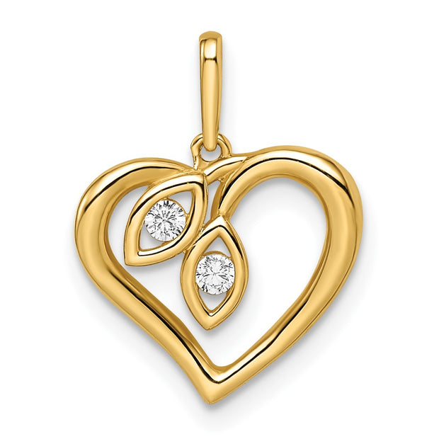 14k CZ Heart Pendant