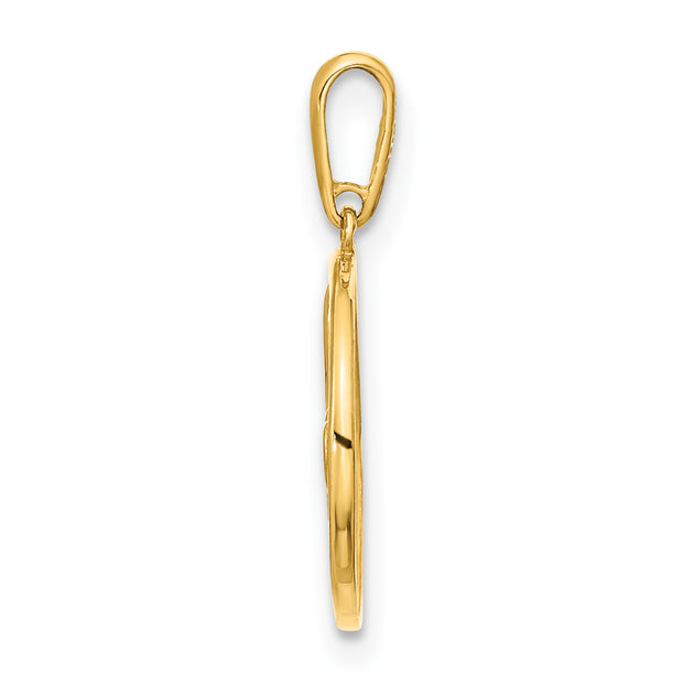 14K Polished Circle LOVE Pendant