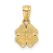 14k Green Enameled Four Leaf Clover Pendant